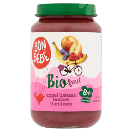 Bonbebe Bio Fruit Appel Banaan Bosbes Framboos 8+ Maanden