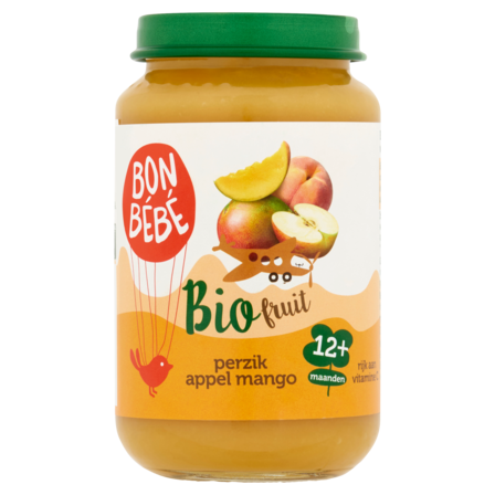 Bonbebe Bio Fruit Perzik Appel Mango 12+ Maanden