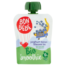 Bonbébé Bio Smoothie Yoghurt Banaan Blauwe Bes 6+ Maanden 90 g