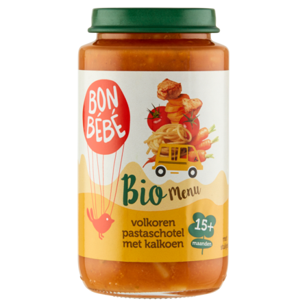 Bonbebe Bio Menu Volkoren Pastaschotel met Kalkoen 15+ Maanden