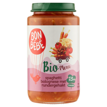 Bonbebe Bio Menu Spaghetti Bolognese met Rundergehakt 15+ Maanden