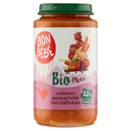 Bonbebe Bio Menu Volkoren Pastaschotel met Kalfsvlees 12+ Maanden