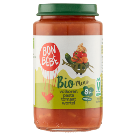 Bonbebe Bio Menu Volkoren Pasta Tomaat Wortel 8+Maanden