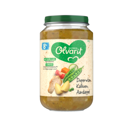 Olvarit Doperwten Kalkoen Aardappel 8+ Maanden
