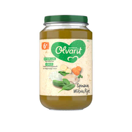 Olvarit Spinazie Witvis Rijst 6+ Maanden