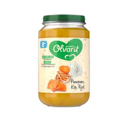 Olvarit Pompoen Kip Rijst 8+ Maanden