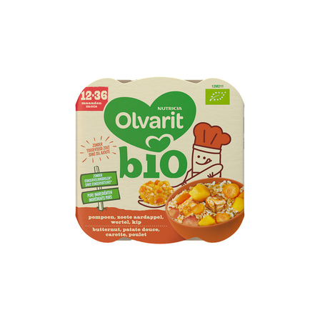 Olvarit Bio Wortel Zoete Aardappel Pompoen en Kip