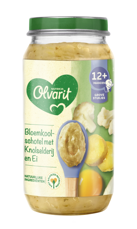 Olvarit bloemkoolschotel met knolselderij en ei 12+