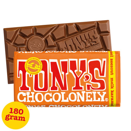 Tony's Chocolonely Zeezout Melk Karamel Chocolade Reep 180 g