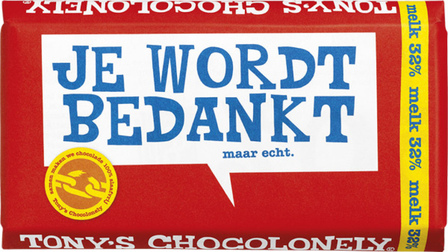 Tony's Chocolonely Chocoladereep  Bedankt