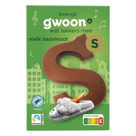 g'woon chocoladeletter melk/noot