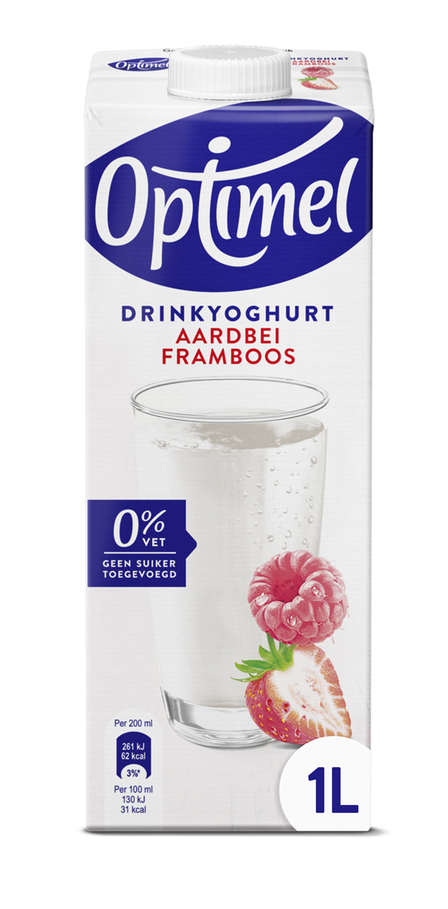 Optimel Langlekker aardbei framboos 0% vet