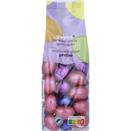 G'woon eitjes melk-puur-wit-pralinë
