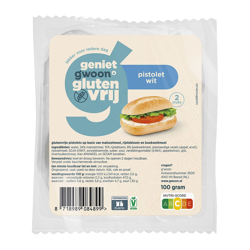 Gwoon Pistolets Wit glutenvrij