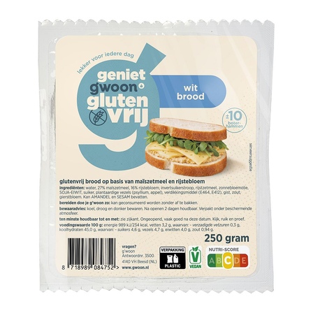 Gwoon Brood Wit glutenvrij