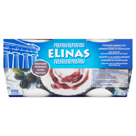 Elinas Yoghurt Griekse Stijl Bramen 4 x 150 g