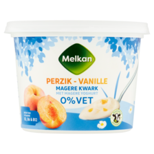 Melkan Magere Kwark Perzik-Vanille 0% Vet 500 g