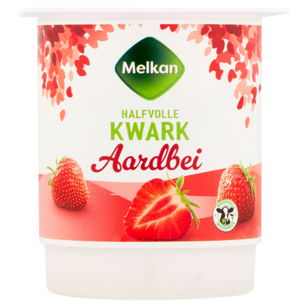 Melkan Halfvolle Kwark Aardbei 450 g
