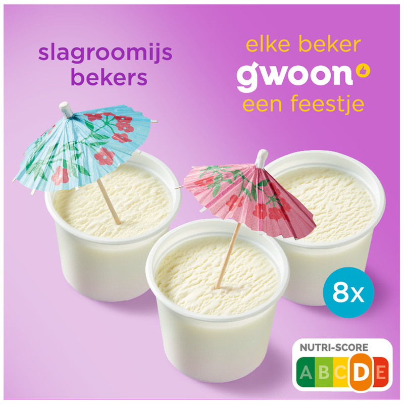 G'woon slagroomijs beker 8st