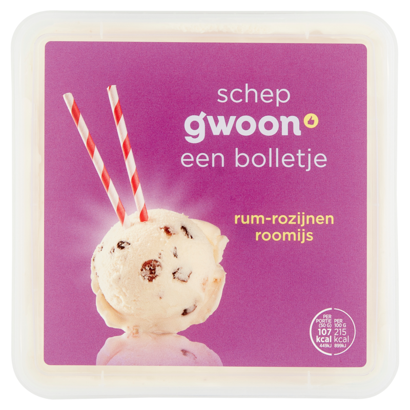 G'woon Rum-rozijnen roomijs