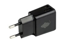 USB Laadstekker zwart  2.4A/5V 2x USB 100 - 240Vac.