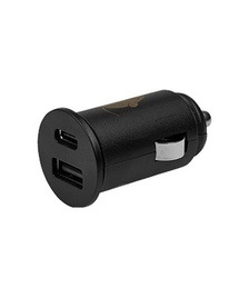 USB Car charger zwart 2.4a Car charger, 1x USB/5V - 1x USB-C/5V