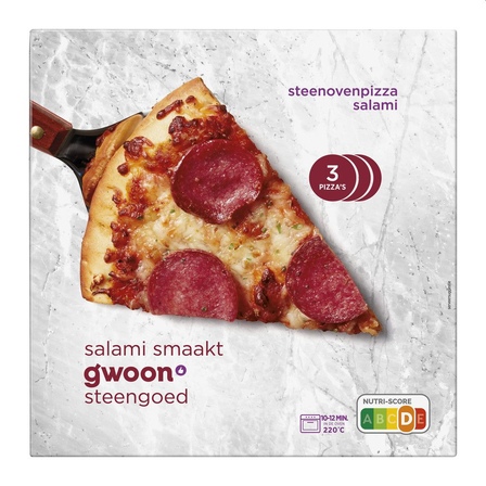G'woon Steenoven Pizza Salami 3 stuks