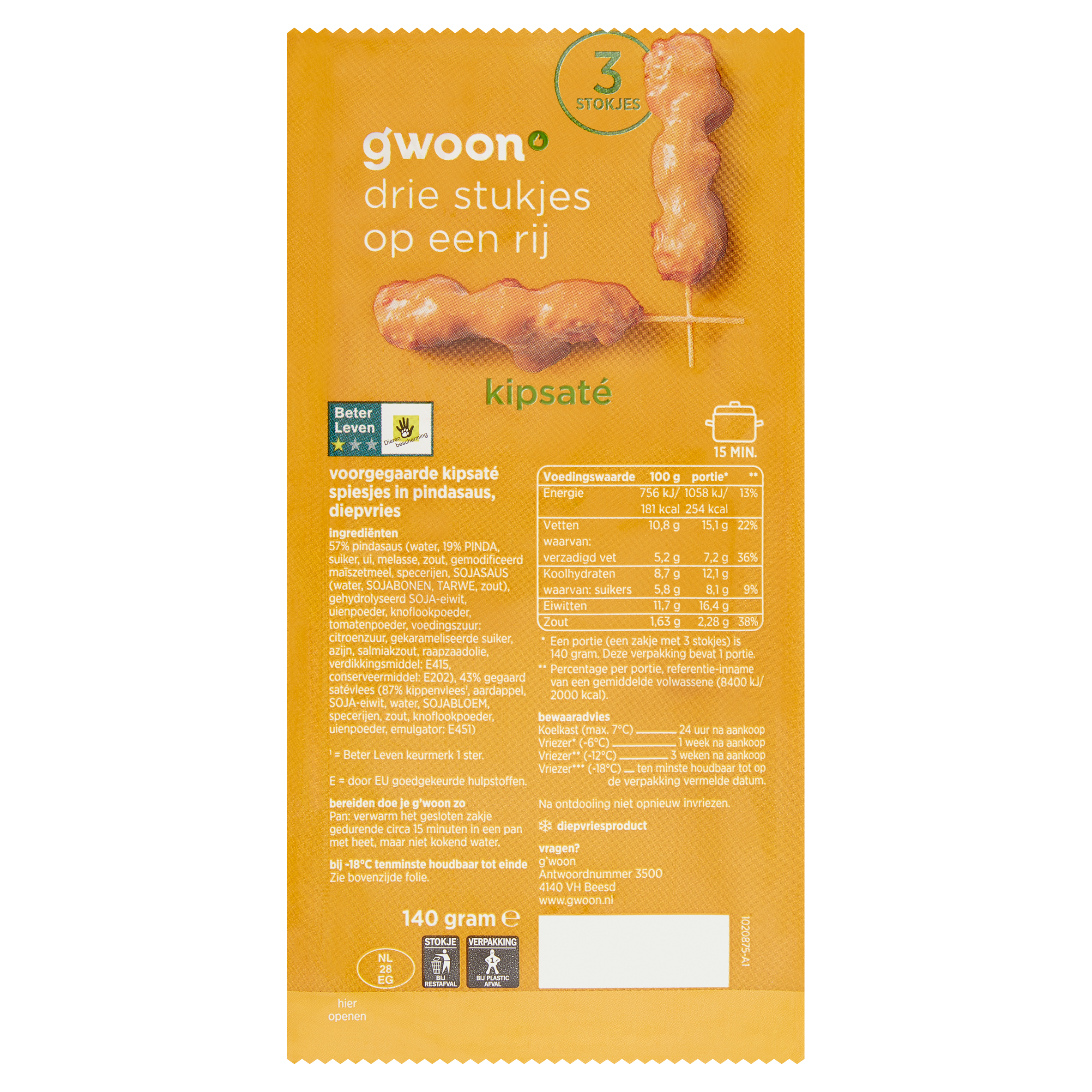 kipsate met stok 140gr