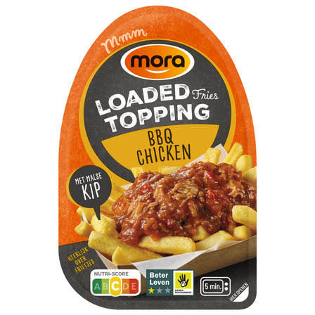 Mora Loaded fries topping bbq chicken