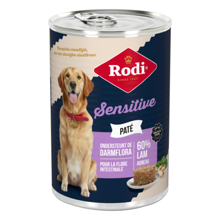 Rodi sensitive pate met lam, ondersteunt de darmflora