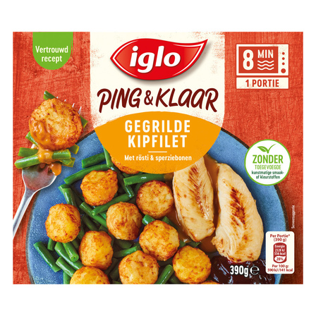 Iglo Ping & Klaar Gegrilde Kipfilet met rösti & sperziebonen
