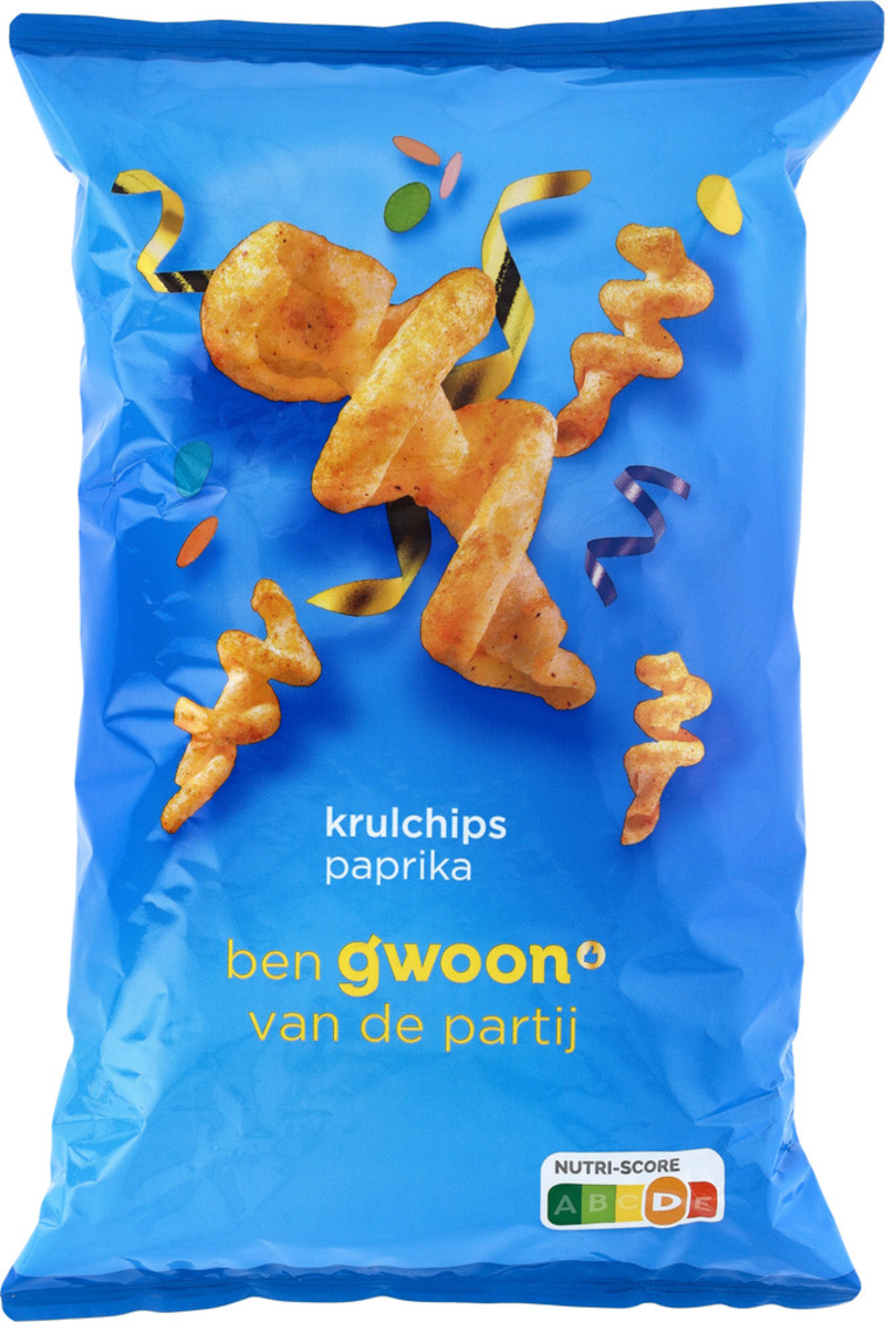 G'woon krulchips paprika 150gr