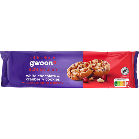 g'woon witte chocolade & cranberry cookies