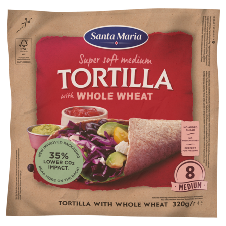 Santa Maria Tortilla wraps tarwe & volkorentarwe M 8 stuks