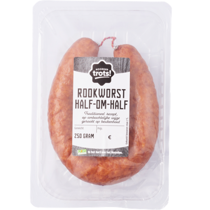 Half om half rookworst (rund/varken)