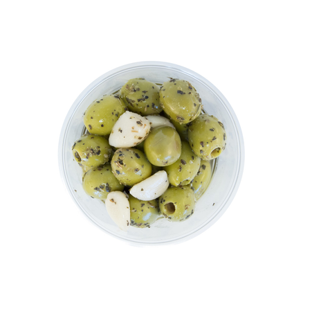 Groene olijven met knoflook