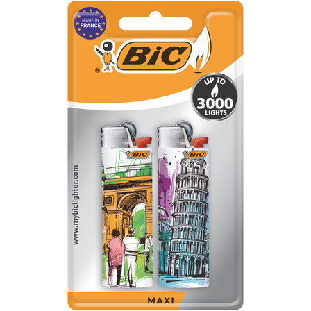 BIC Maxi Vuursteen Aanstekers Verschillende Decors