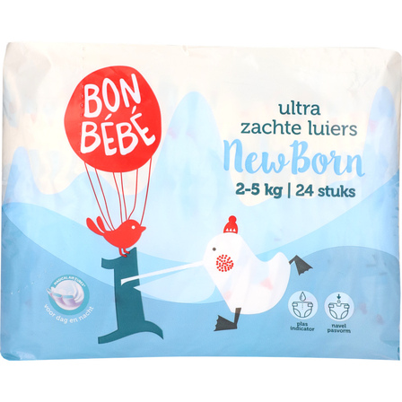 Bonbebe Ultra Zachte Luiers New Born 1 2-5 kg 24 Stuks