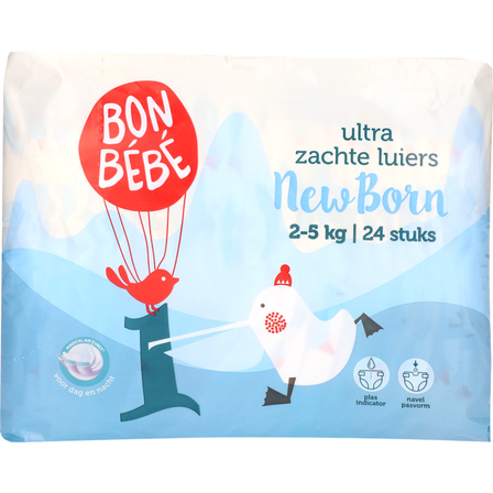 Bonbebe Ultra Zachte Luiers New Born 1 2-5 kg 24 Stuks