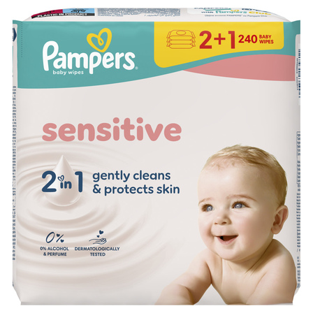 Pampers Sensitive babydoekjes 2+1