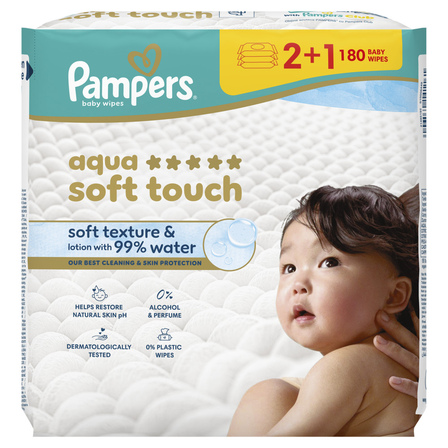 Pampers Aqua soft touch wipes 3-pack