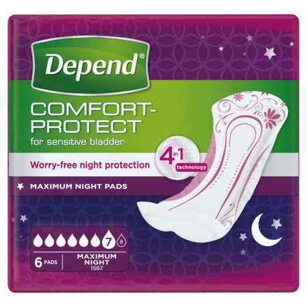 Depend Comfort-Protect for Sensitive Bladder Maximum Night Pads
