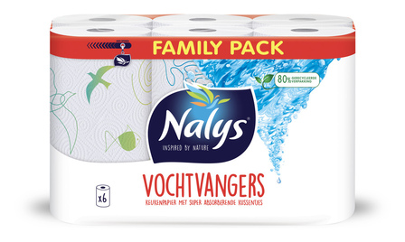 Nalys Vochtvangers 6 Maxi Rollen Keukenpapier Family Pack