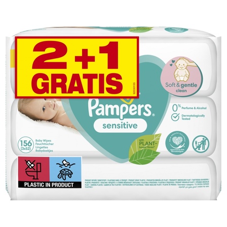 Pampers sensitive doekjes 2+1  