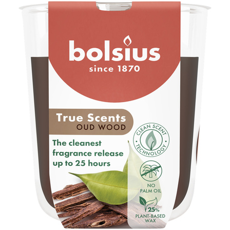 Bolsius True Scents geurkaars in glas Oud Wood