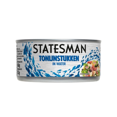 Statesman Tonijnstukken in water  blik 160 gram