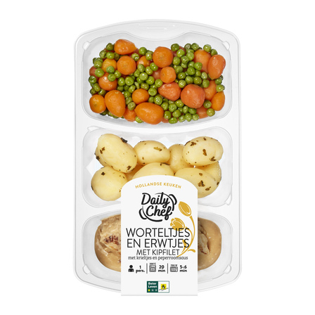 Daily Chef Worteltjes en Erwtjes met Kipfilet