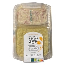 Daily Chef witlofstamppot met hamblokjes en kaassaus