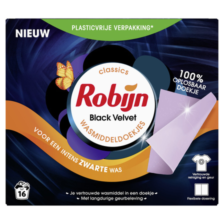 Robijn Wasmiddeldoekjes  Zwart