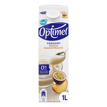 Optimel Magere yoghurt perzik passievrucht 0% vet 1 x 1 L